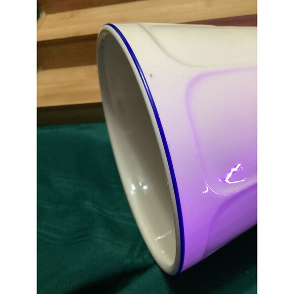 Vintage Bowl Universal Potteries Ovenproof USA White Floral Print Blue Rim MCM - Picture 8 of 13